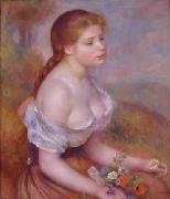 Pierre Renoir Young Girl With Daisies oil painting reproduction